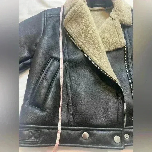 Zara Girls Combo Double Faced Biker Moto Jacket Black Cream - Picture 9 of 10